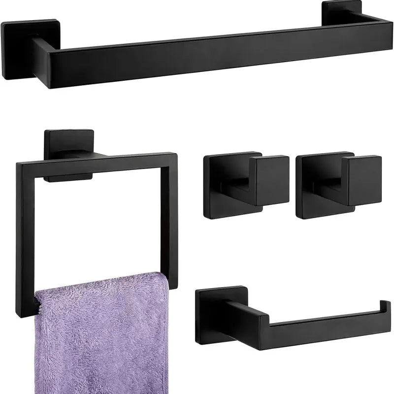 Black bathroom hardware set.
