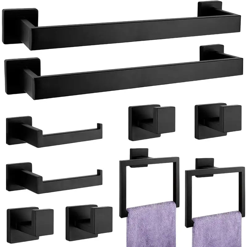 Black bathroom hardware set.