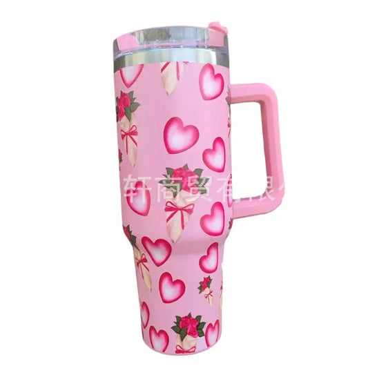 Stainless Steel Insulated Cold Insulation Car Cup with Handle 40OZ - sleek-selections