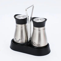 Stainless steel salt and pepper shaker set for stylish kitchen storage