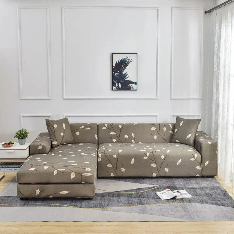 Floral patterned sectional stretch sofa cover for stylish sofa protection