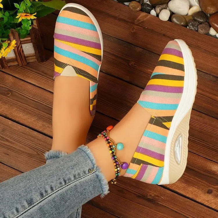 Striped Casual  Rocker Canvas Shoes - sleek-selections