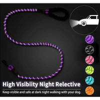 Purple reflective dog leash from Strong Dog Leash, a durable strong dog leash for added safety