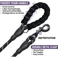 Black and gray strong dog leash with padded handle and rotating metal clasp