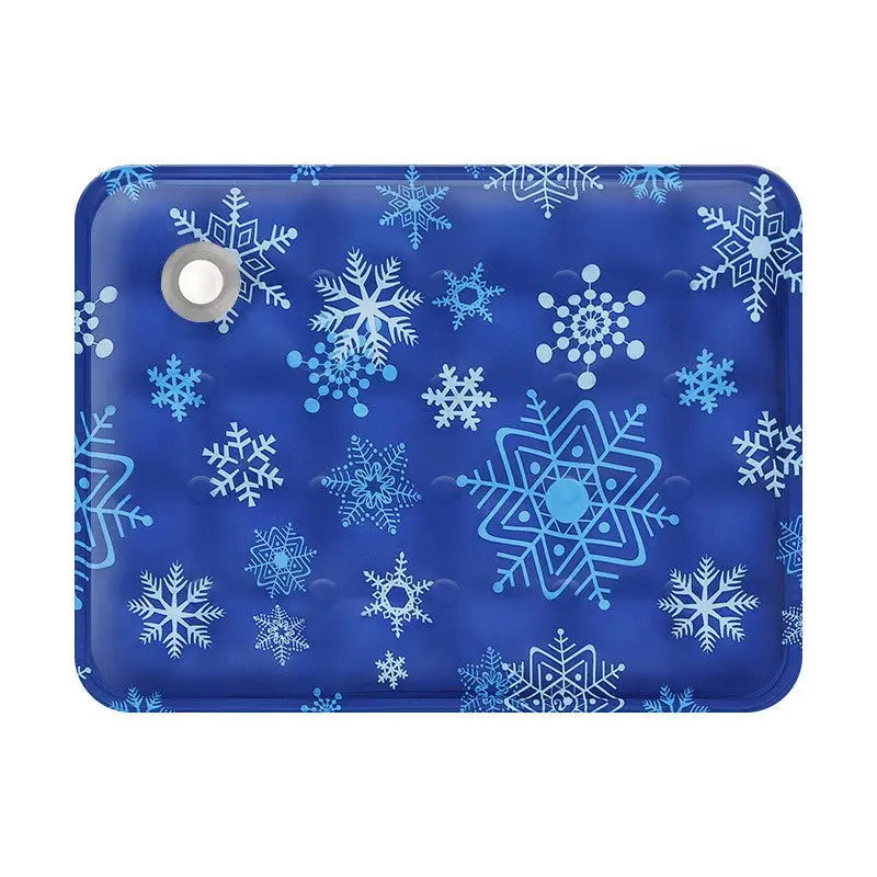 Rectangular blue Summer Ice Pad For Pets with snowflake pattern, ideal for cooling