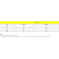 Clothing size chart.