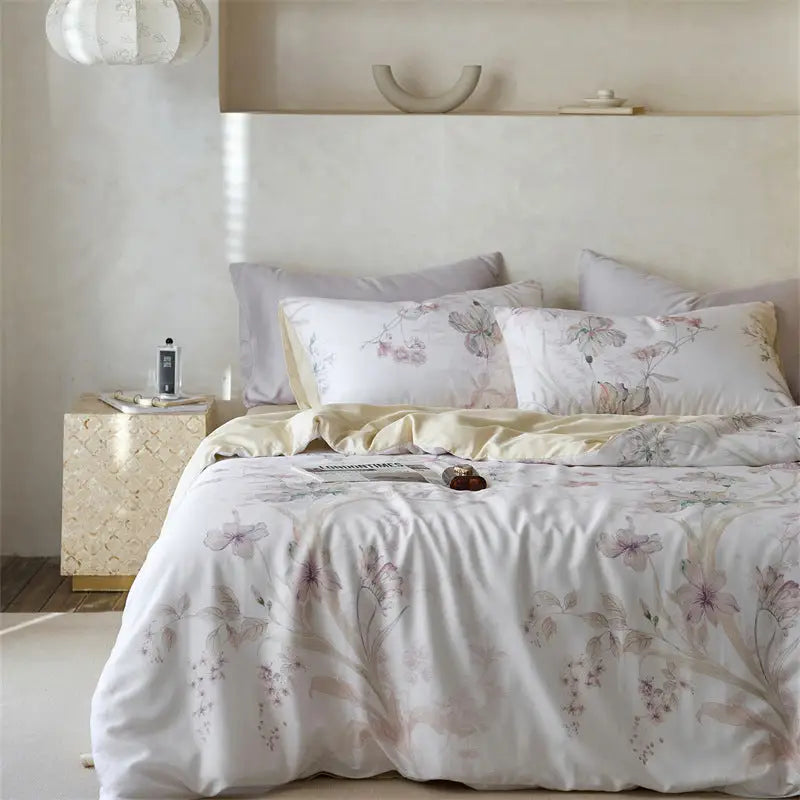 Floral patterned bedding.