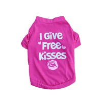 Pink summer puppy dog shirt with I Give Free Kisses text, perfect pet clothing