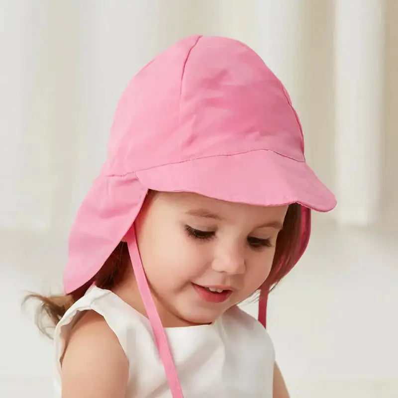 Pink sun hat with neck protection from Summer Sun Cartoon Panama Children’s Hat for child’s summer wardrobe