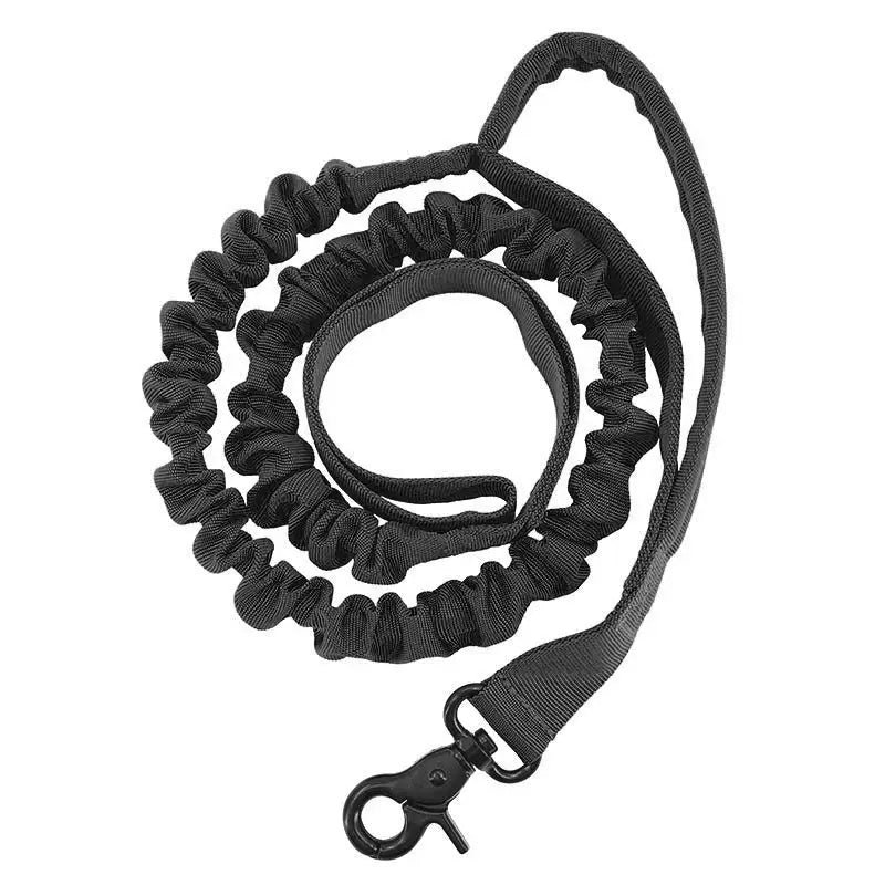 Black bungee rifle sling attached to Tactical Collar Nylon Dog Collar for secure carry