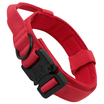 Red nylon dog collar with black buckle, tactical collar nylon dog collar for durability
