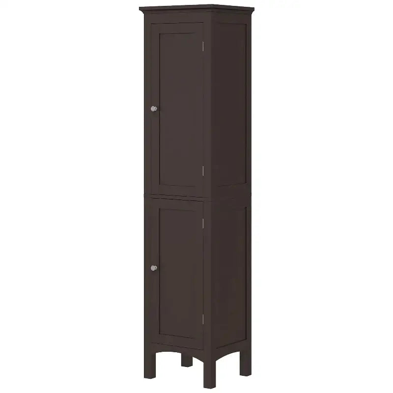 Dark brown, two-door cabinet.