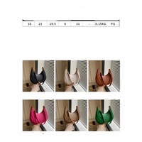 Six colorful textured trend shoulder bag purses displayed for stylish fashion accessory