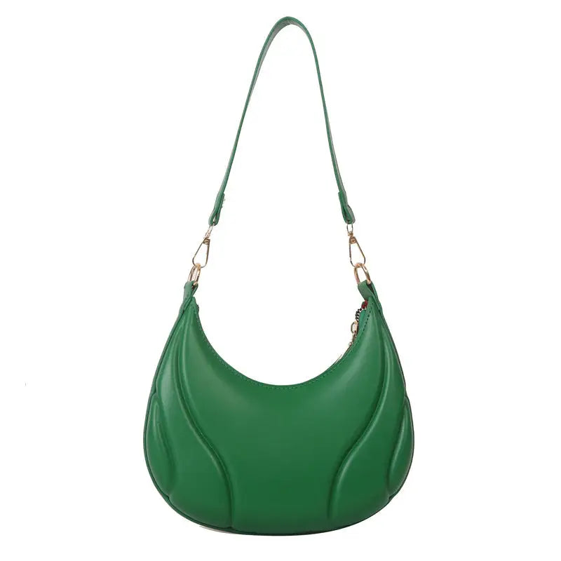 Green crescent-shaped textured trend shoulder bag purse on the Textured Trend Shoulder Bag collection