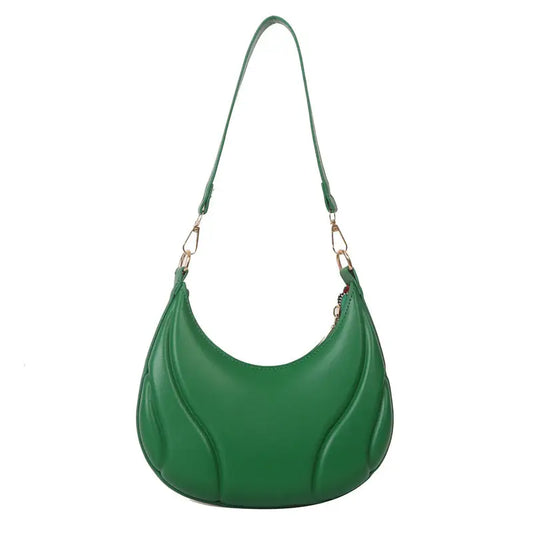 Green crescent-shaped textured trend shoulder bag purse on the Textured Trend Shoulder Bag collection