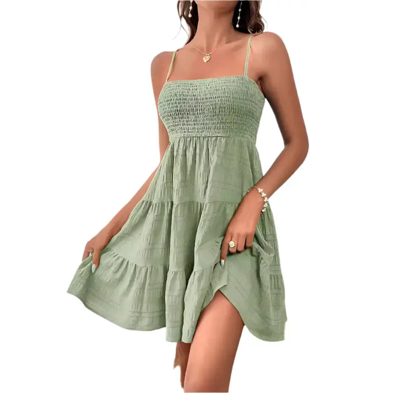 Green tiered sundress.