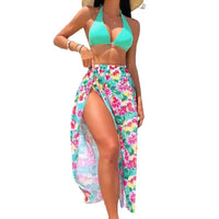 Floral bikini and skirt set.