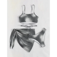 Gray tie-dye swimsuit set.