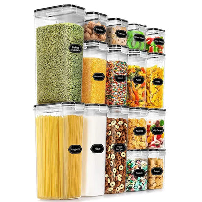 Clear kitchen storage containers for pantry organization and airtight food storage