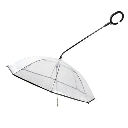 Transparent Pet Umbrella with clear dome and black handle for stylish outdoor protection
