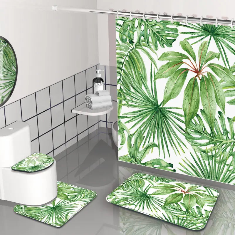 Tropical leaf bathroom set.