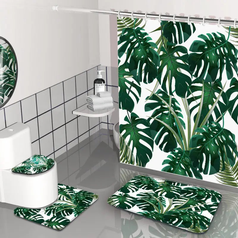 Tropical leaf bathroom set.