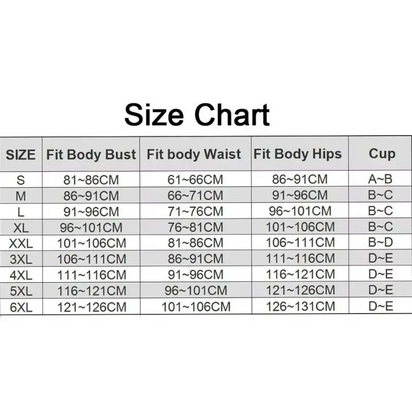 Clothing size chart.