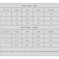 Clothing size chart.