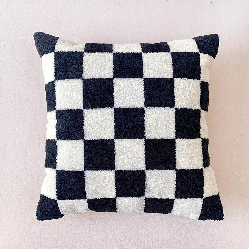 Black and white checkered pillow for Twisted Strip Sofa Throw Cushion or sofa throw cushion