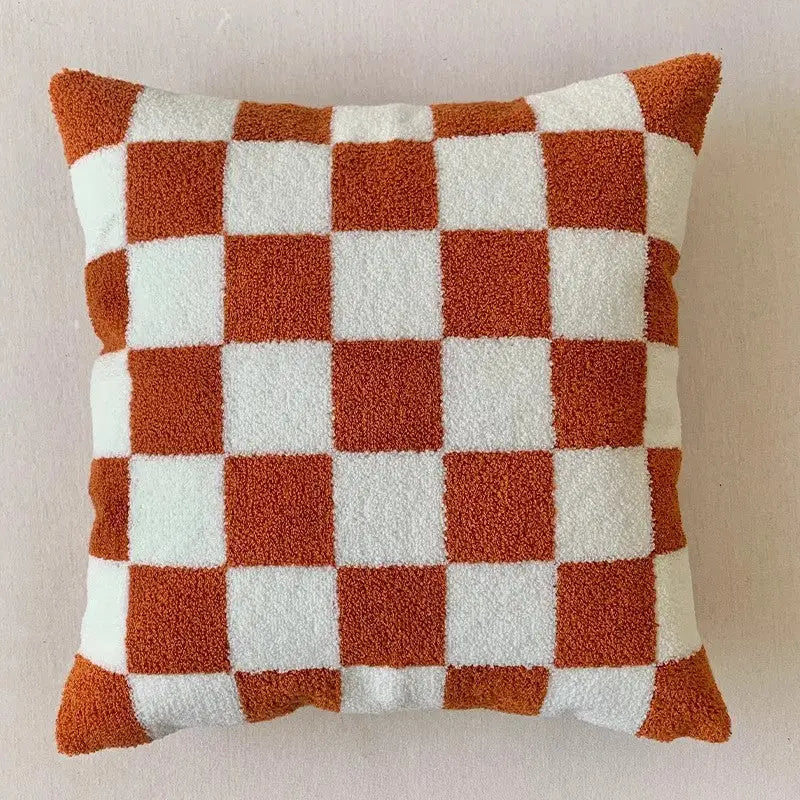 Checkerboard patterned throw pillow for Twisted Strip Sofa Throw Cushion