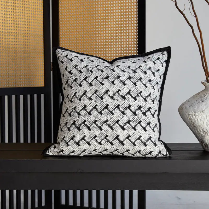 Black and white twisted strip sofa throw cushion for Twisted Strip Sofa decor