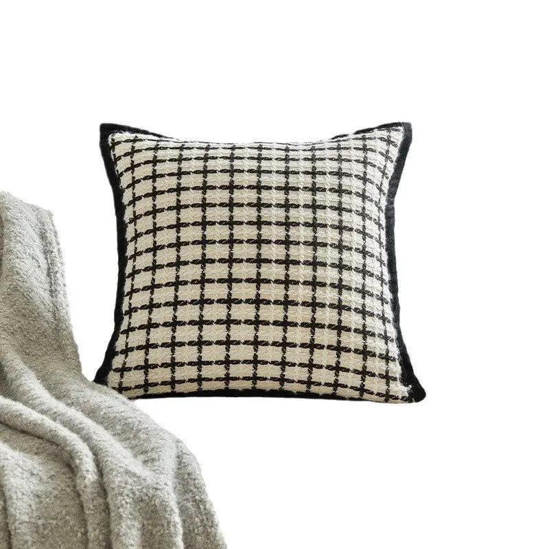 Square black and white checkered pillow from Twisted Strip Sofa Throw Cushion collection