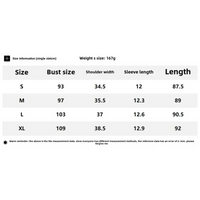 Clothing size chart.