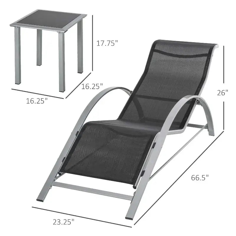 Outdoor patio pool lounge chairs set with side table for relaxing poolside comfort