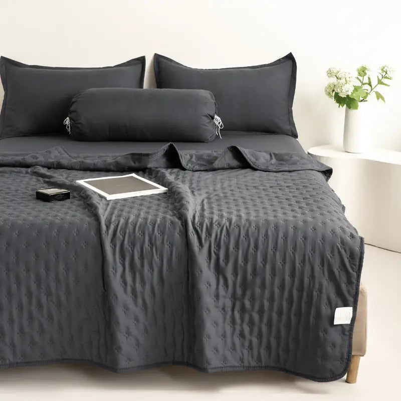 Gray bedding set.