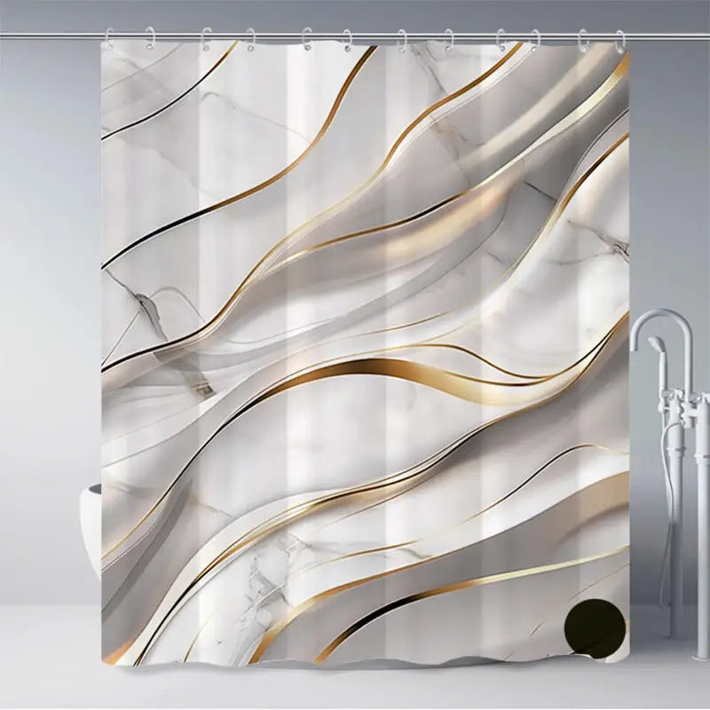 Abstract marble shower curtain.