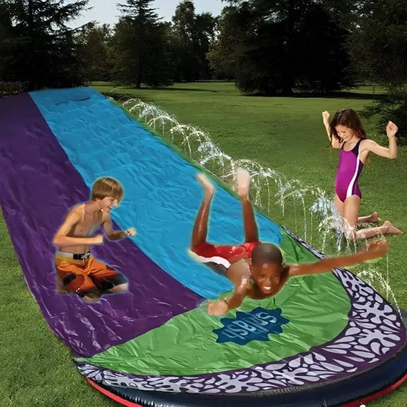 Children playing on a Waterslide Outdoor PVC Inflatable Water Play Toy