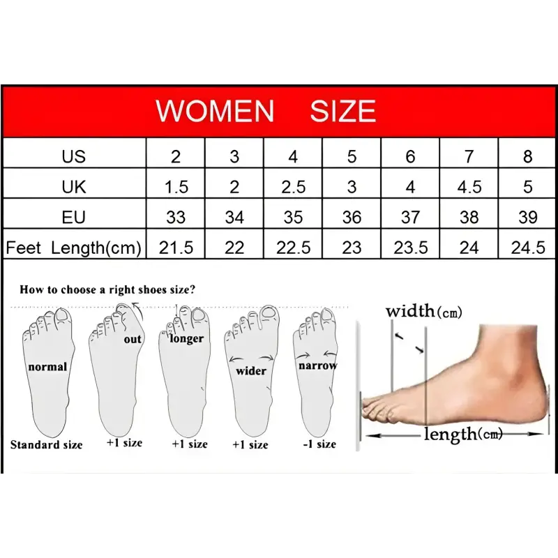 Women’s shoe size chart.