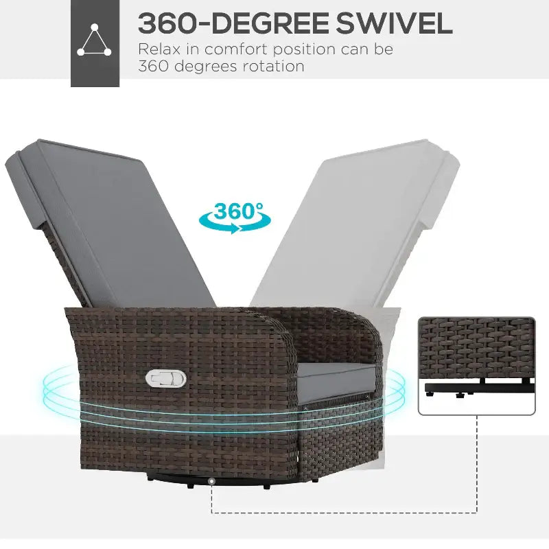 Wicker swivel chair with cushion showcasing a comfortable wicker swivel design