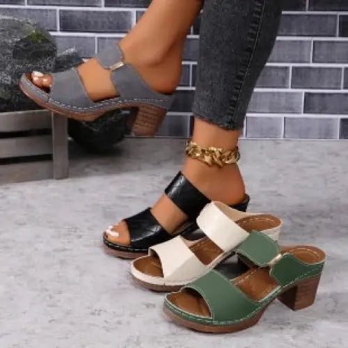 Women's Block High Heel Shoes - sleek-selections