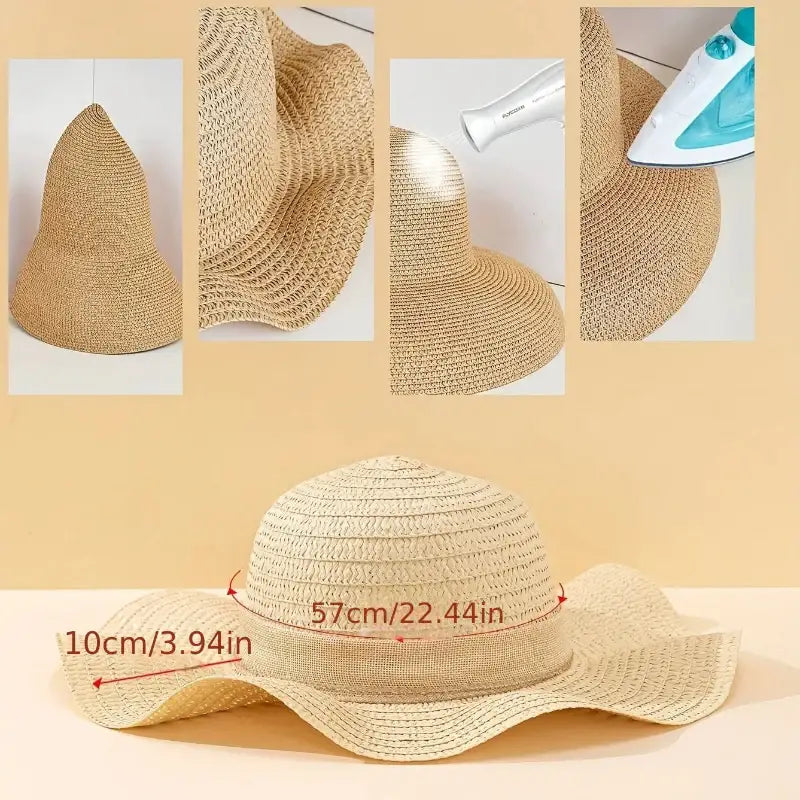 Women's  Brim Straw Hat with Bow - sleek-selections
