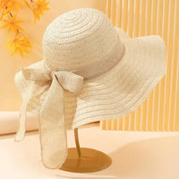 Women's  Brim Straw Hat with Bow - sleek-selections