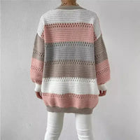 Striped, open-knit sweater.