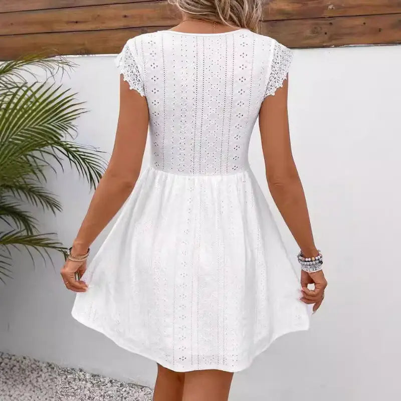 White eyelet dress.