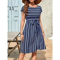 Striped navy and white dress.