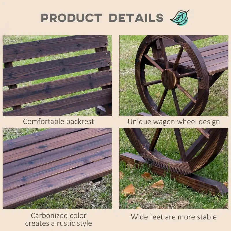 Wood Wagon Wheel Bench made from rustic wood wagon wheel for vintage outdoor decor