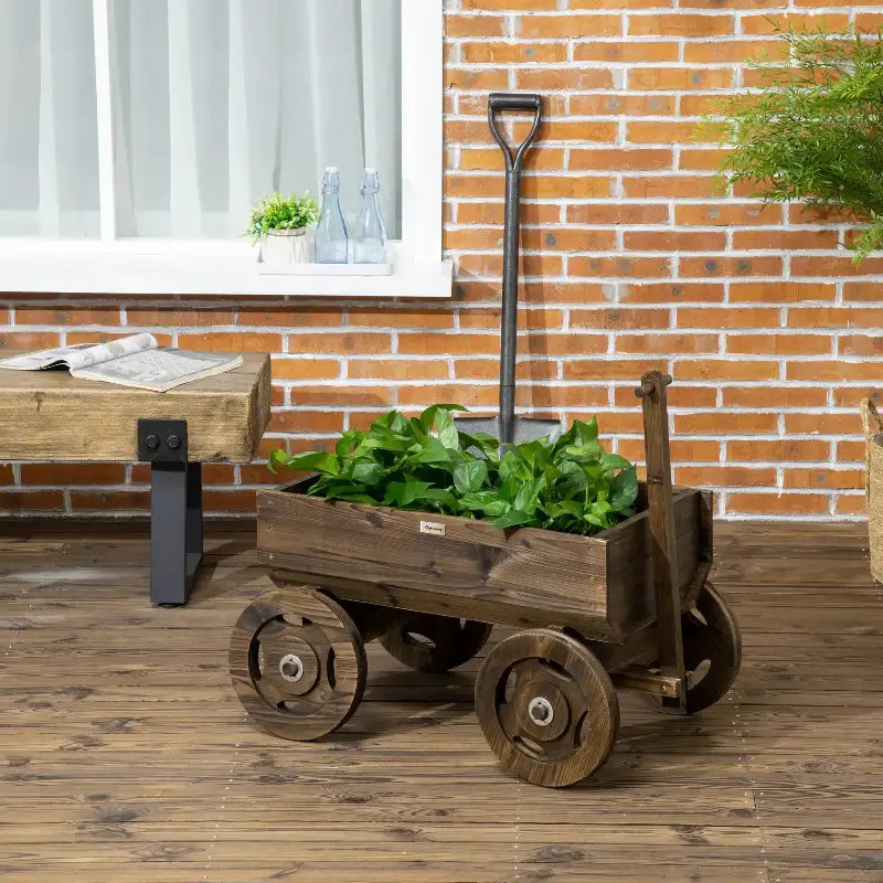 Wooden Raised Garden Bed Flower Cart for outdoor garden bed flower planting
