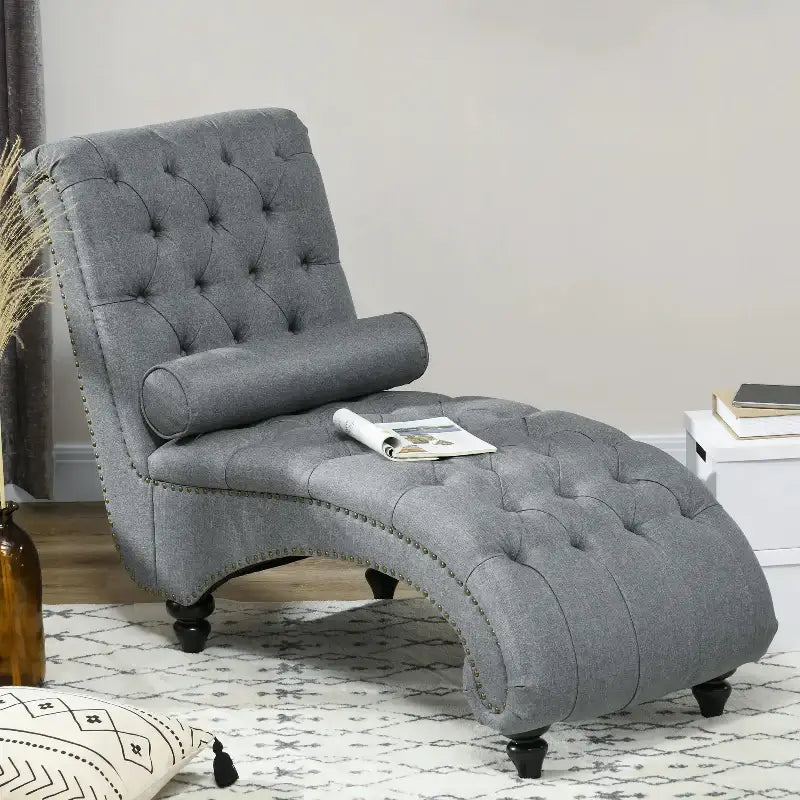 Button Tufted Chaise Lounge Chair - sleek-selections