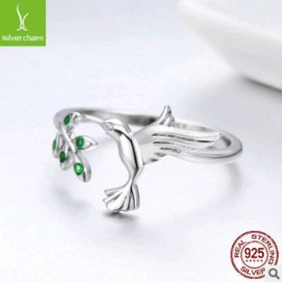 Sterling silver s925  hummingbird ring sleek-selections