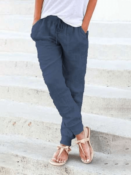 Cotton and linen pants sleek-selections